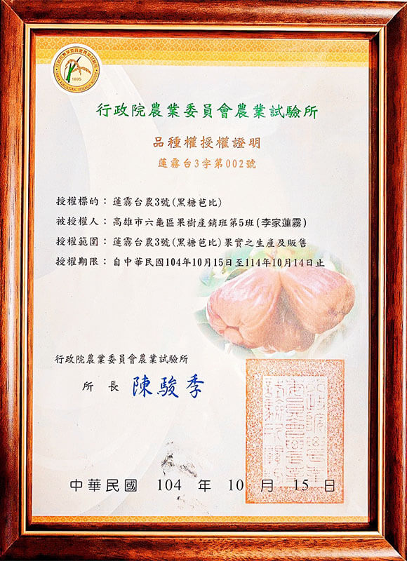 品種授權證書